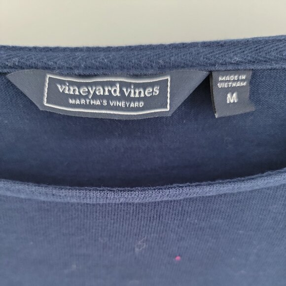 Vineyard Vines Navy & White Striped Nautical Button Shoulder Top – Size M - Picture 4 of 8